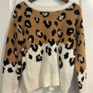 if it were me Leopard Print Sweater - Brown and Cream